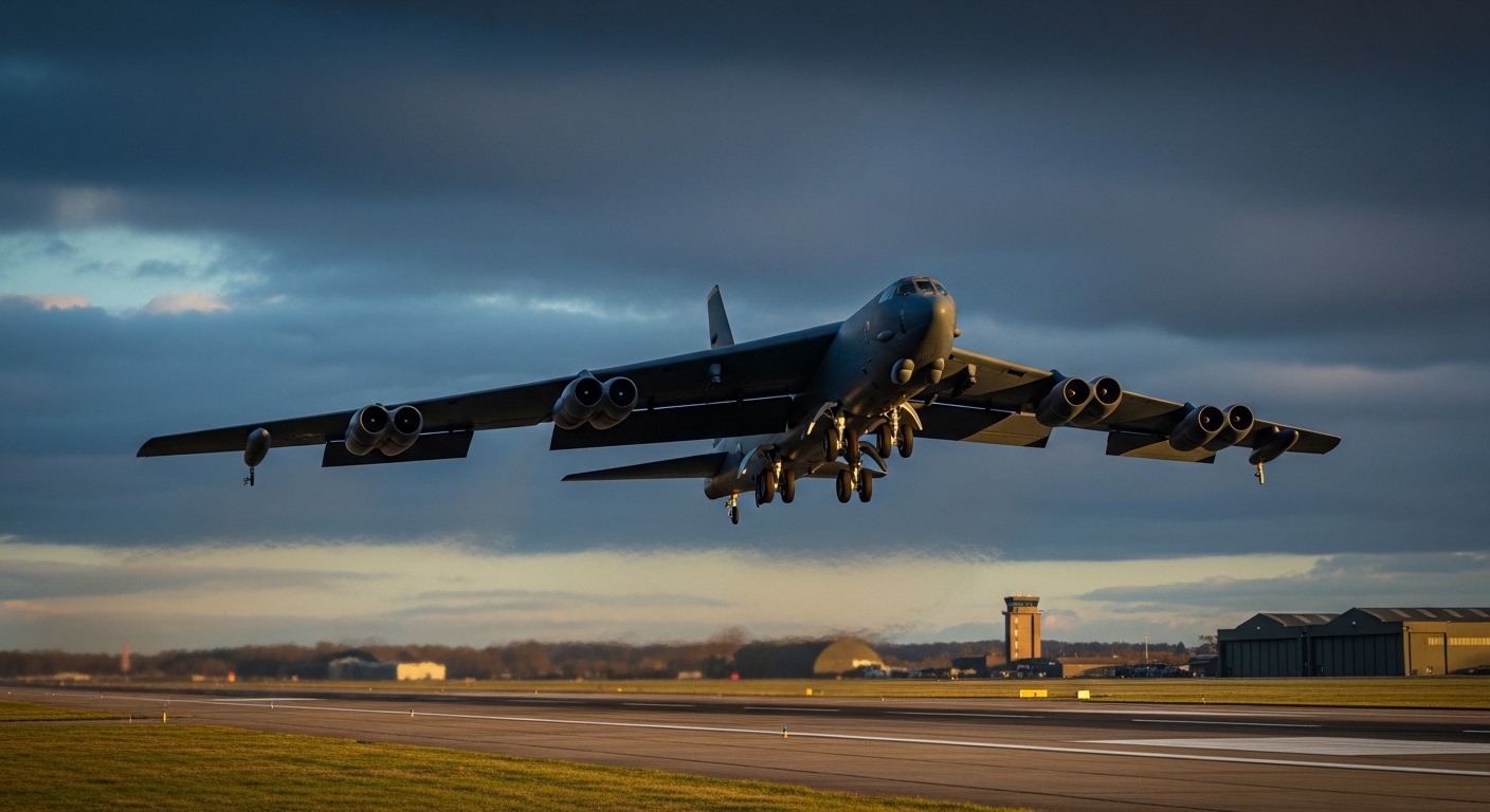 Американский бомбардировщик B-52 в полете