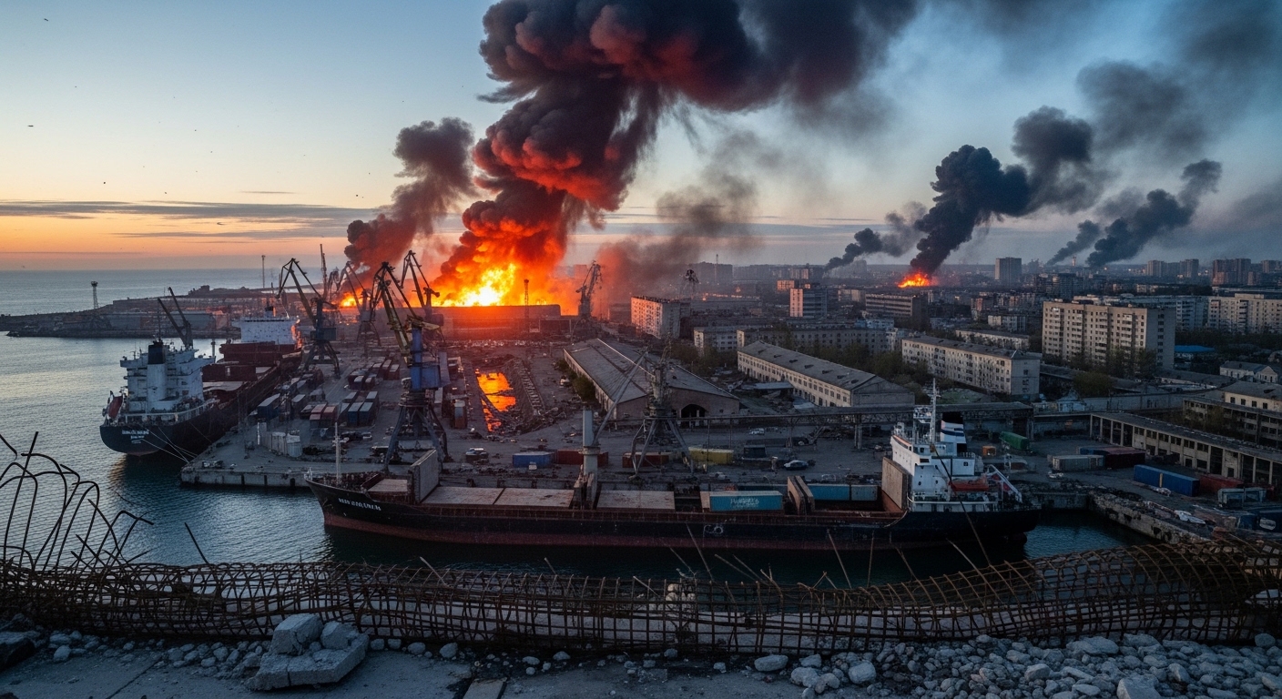 Последствия атаки дронов на порт Туапсе