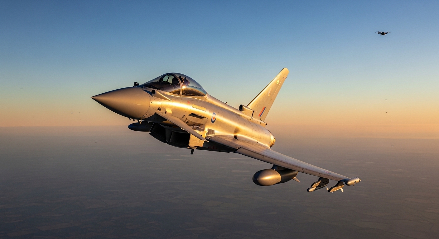 Британский истребитель Typhoon на взлетной полосе