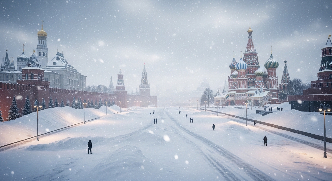 Мощный снегопад в Москве засыпает улицы и машины