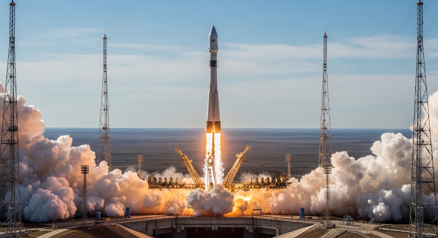 Старт ракеты Союз-5 с космодрома Байконур