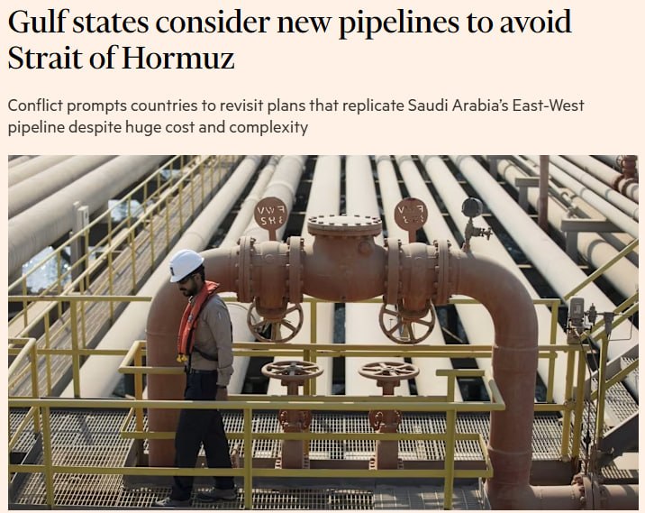 Карта планируемых нефтепроводов в обход Ормуза