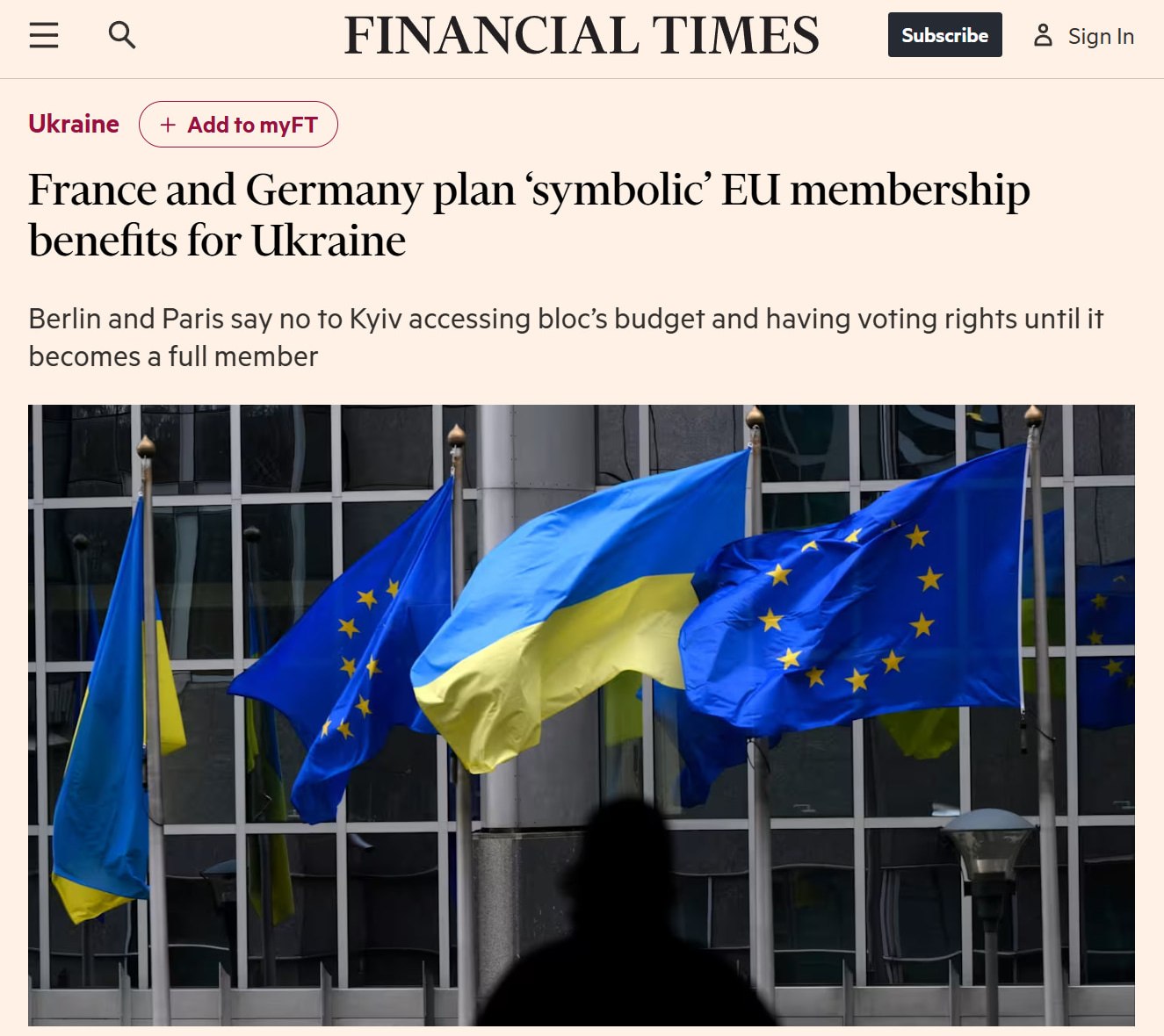 Обсуждение статуса Украины в ЕС на карте Европы
