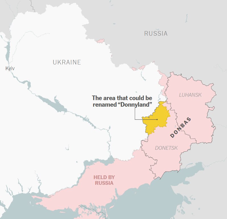 Концептуальная карта Донбасса с надписью Доннилэнд