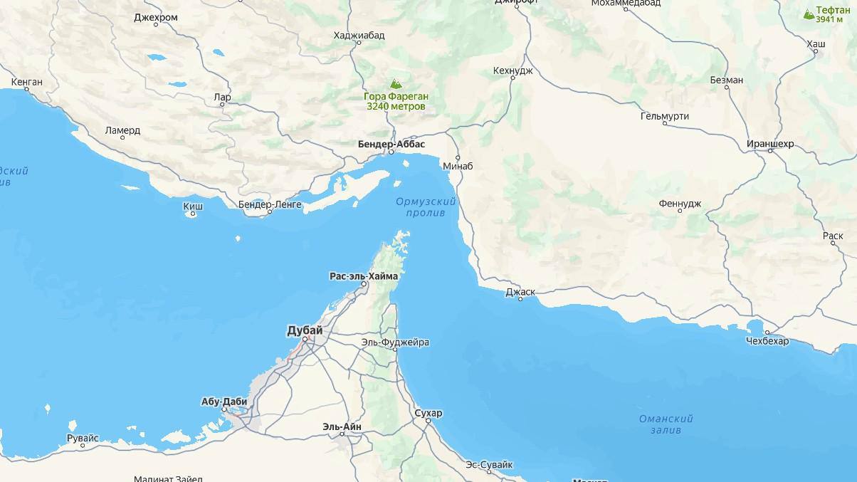Минная угроза в Ормузском проливе на карте