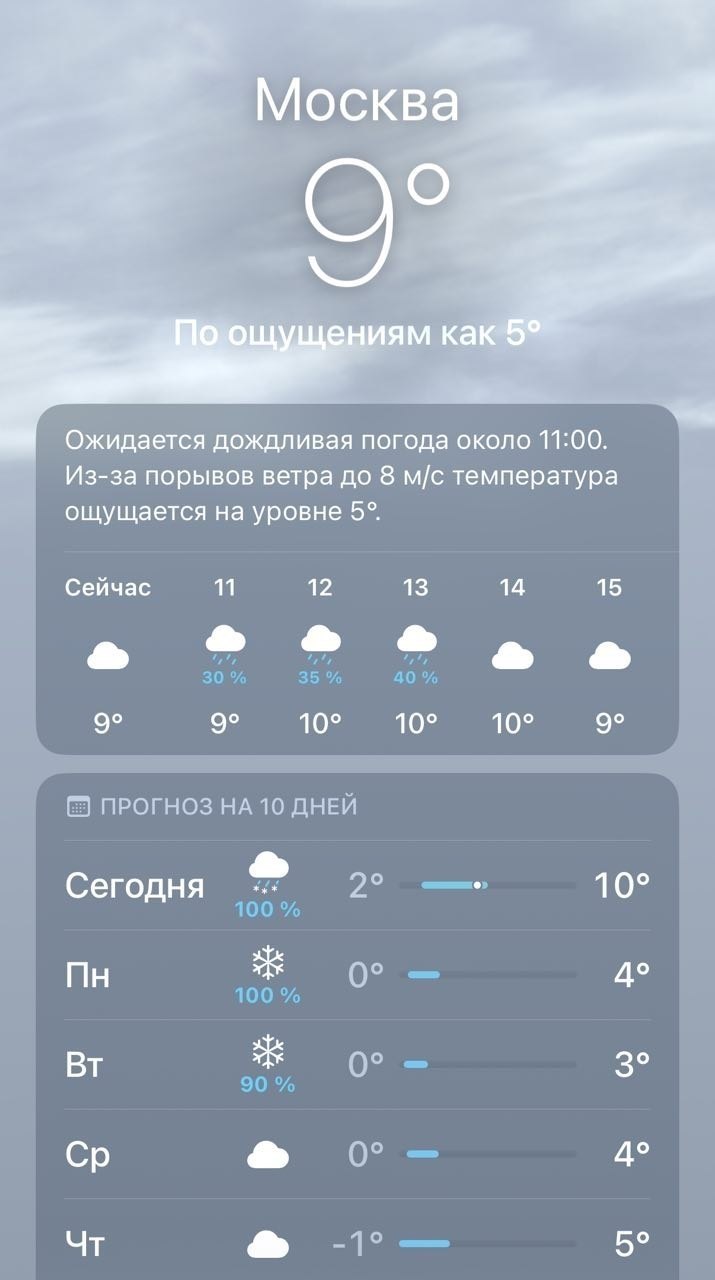 Мощный снегопад в Москве на фоне городского пейзажа