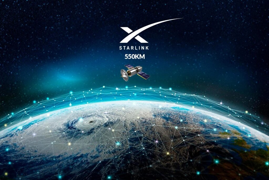 Спутниковая тарелка Starlink на фоне неба
