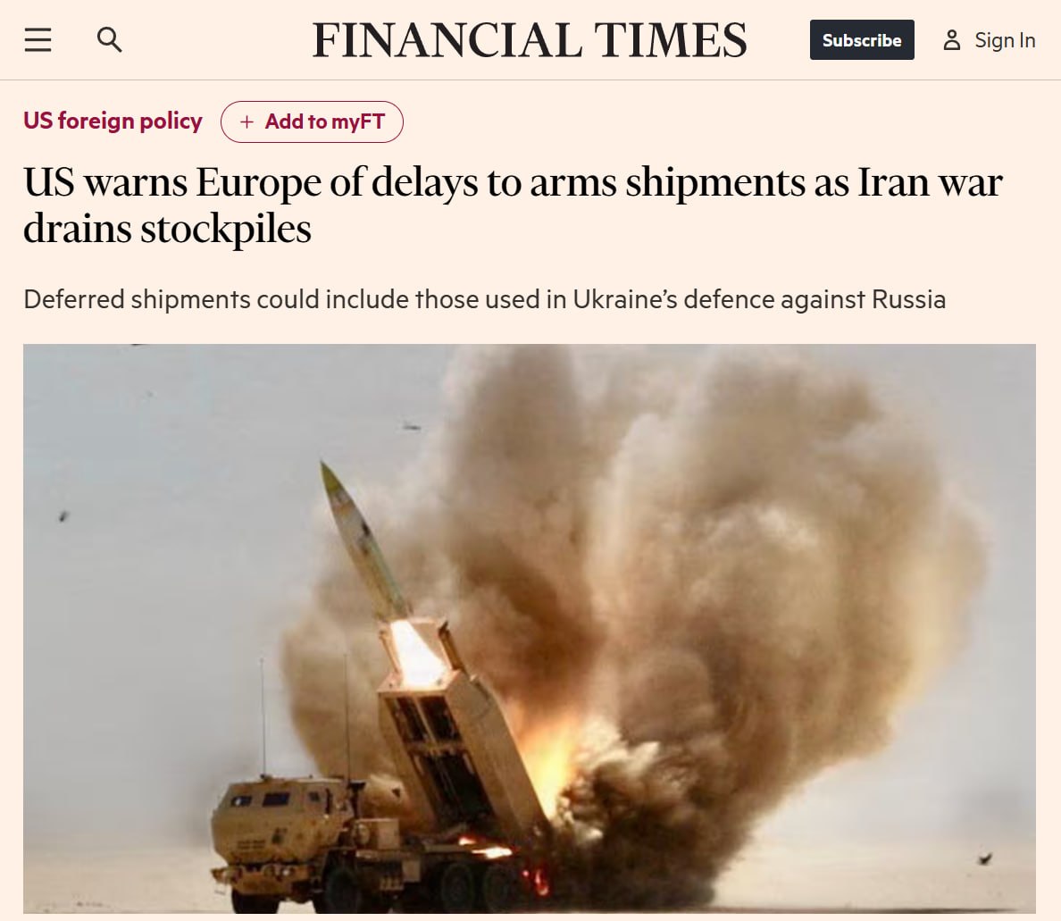Ракетная система Himars на позиции в Европе