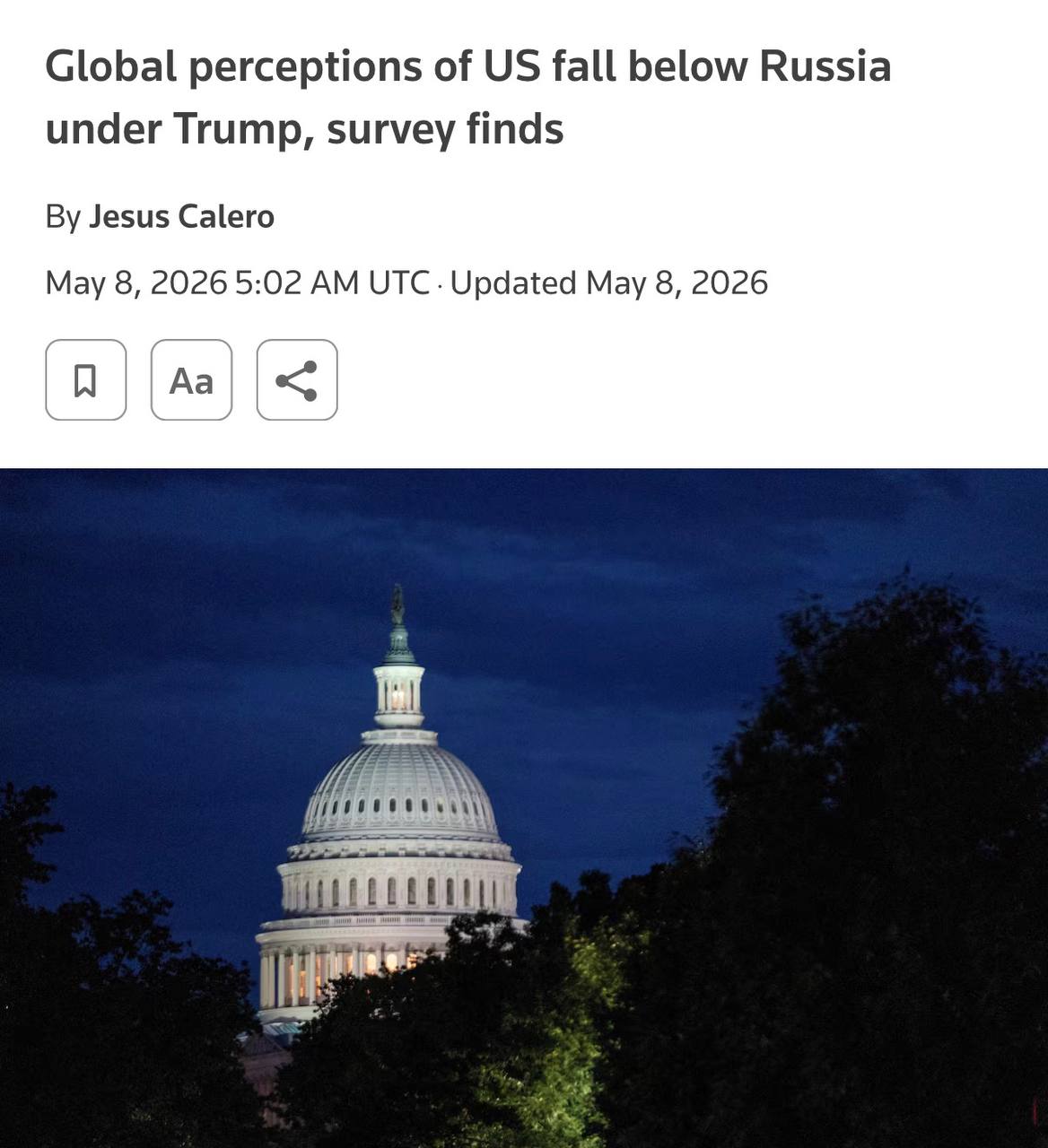 Глобальный рейтинг восприятия США и России