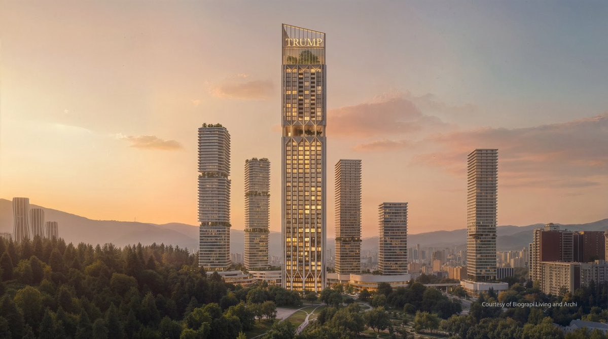 Архитектурный рендер Trump Tower Tbilisi с высотным силуэтом