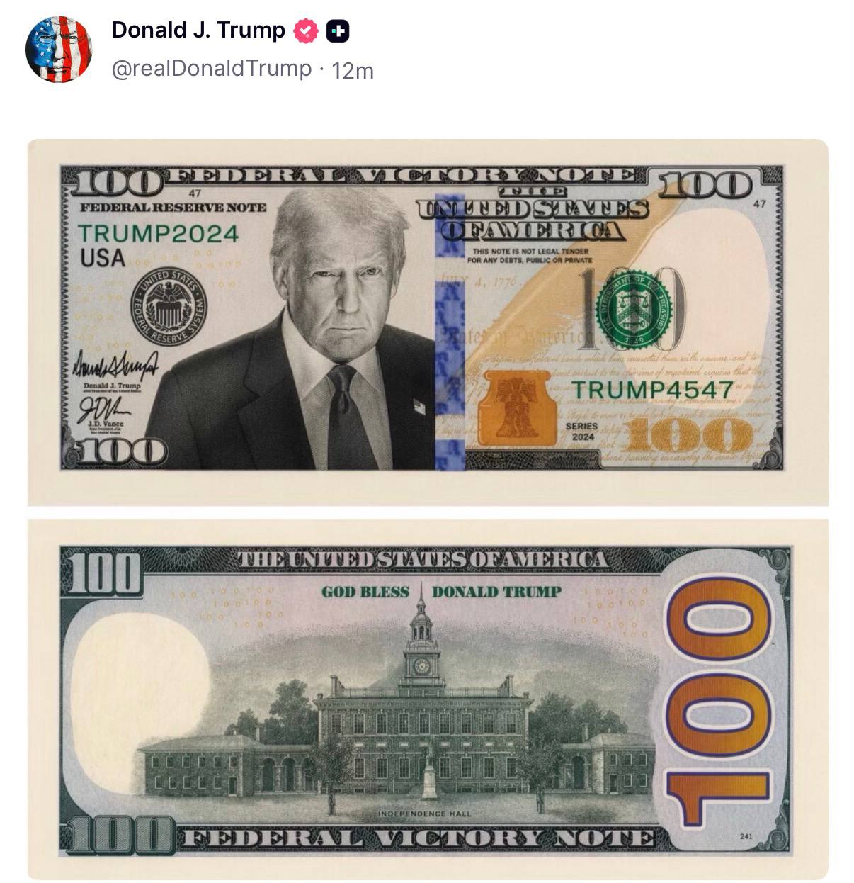 Трамп на 100-долларовой купюре вместо Франклина