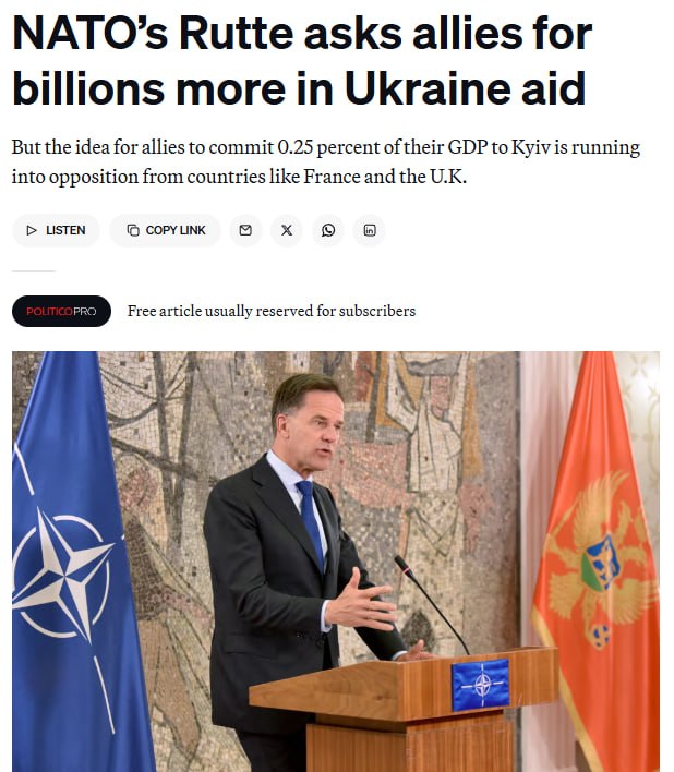 Марк Рютте выступает с трибуны НАТО