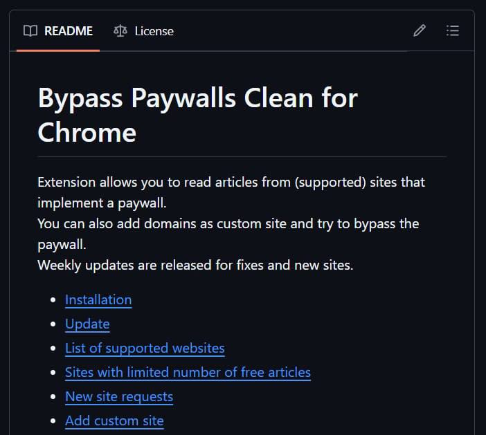 Расширение для обхода пейволлов в браузере Chrome
