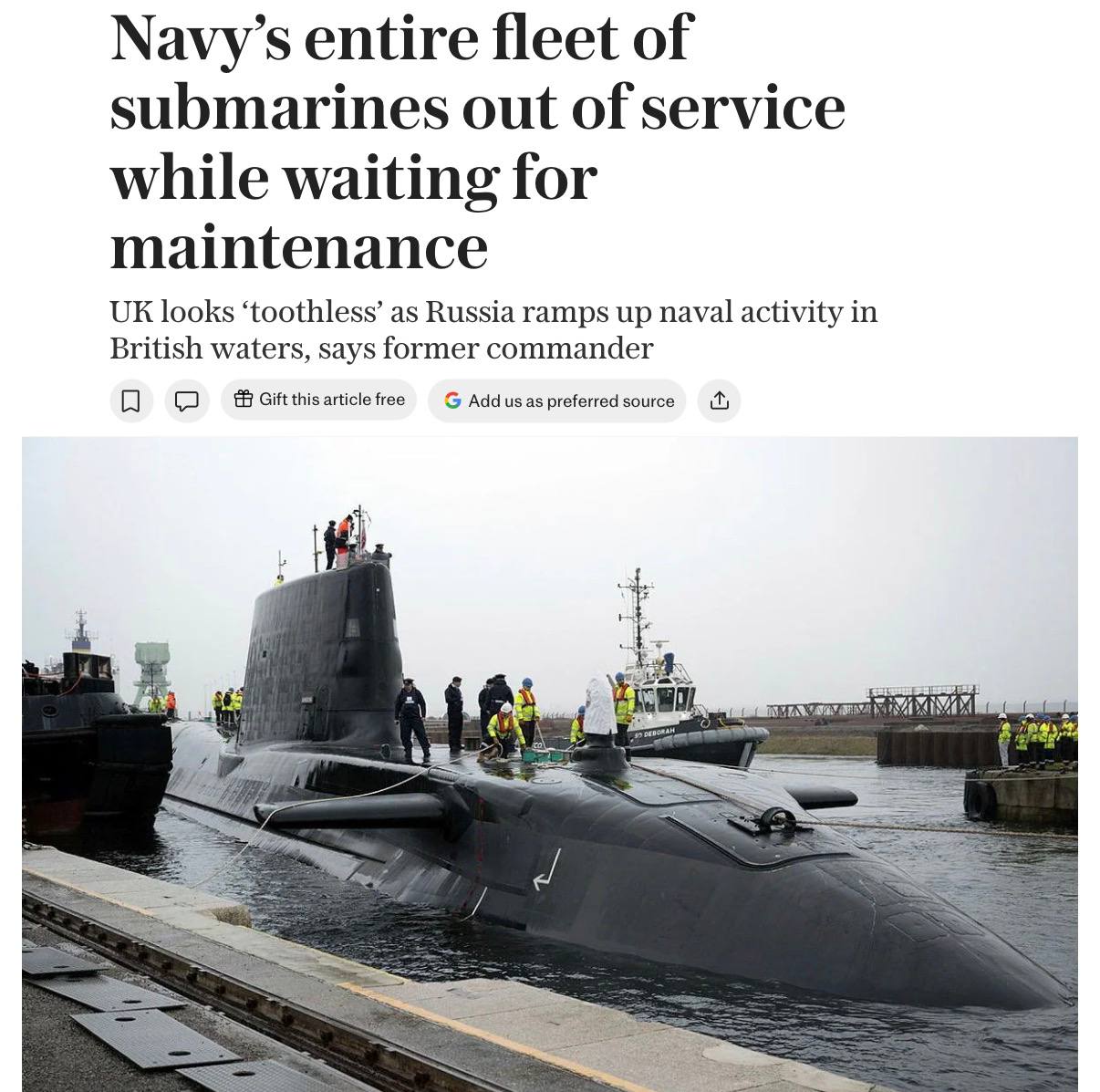 Атомная подводная лодка класса Astute в порту