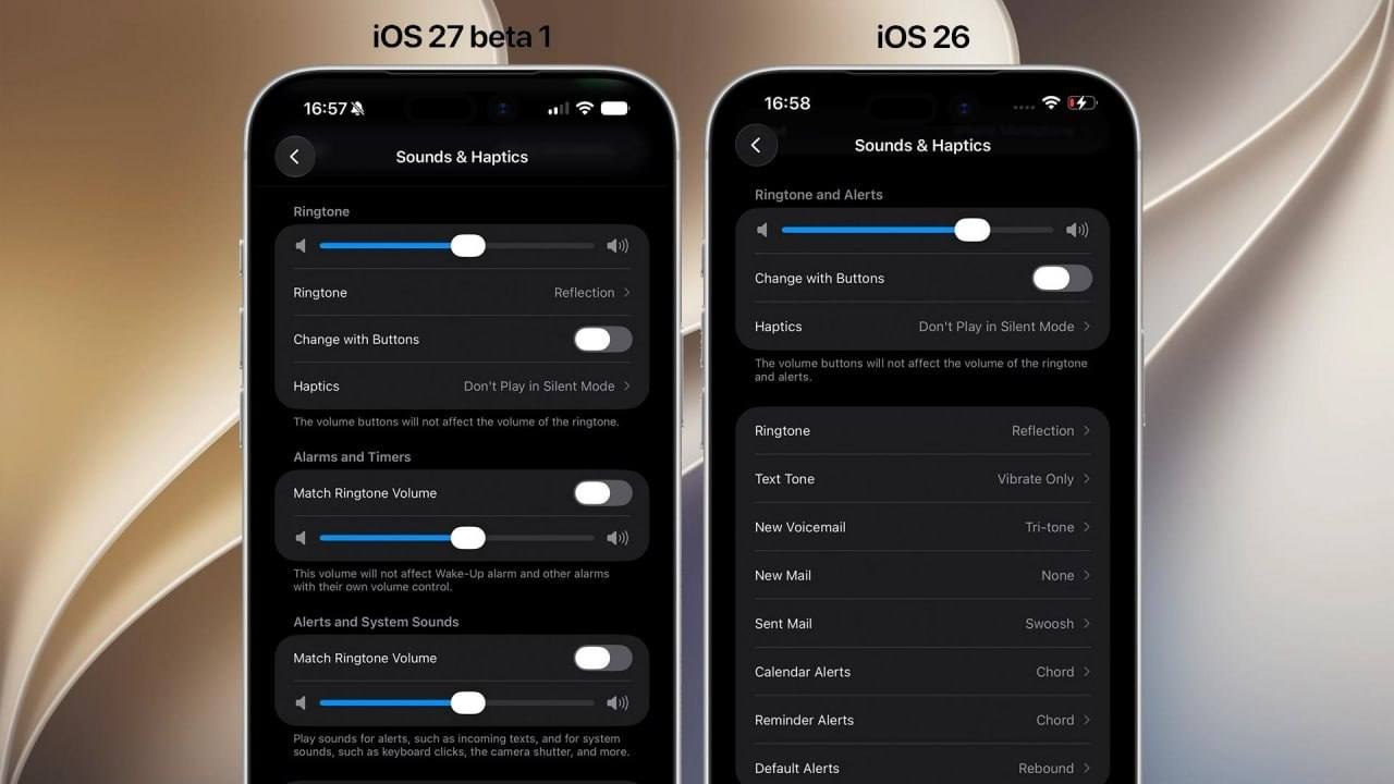 Три ползунка громкости в iOS 27 для звонков, будильника и уведомлений