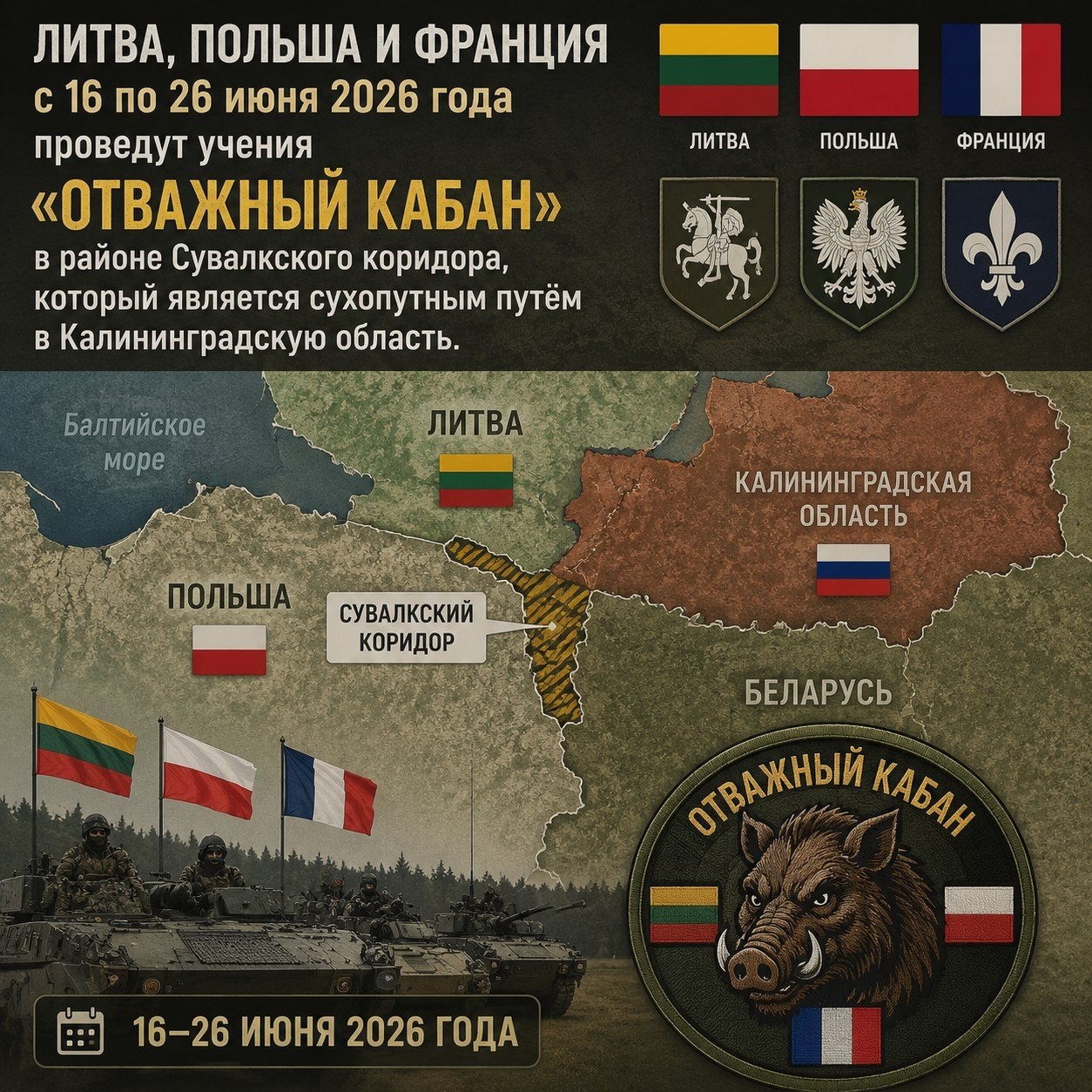Карта Сувалкского коридора между Польшей и Литвой
