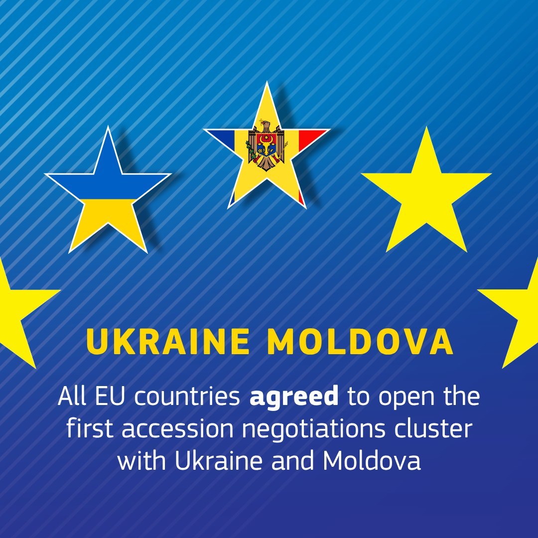 Флаги Украины и Молдовы на фоне здания Еврокомиссии