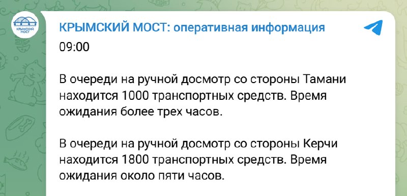 Очередь из автомобилей на подъезде к Крымскому мосту