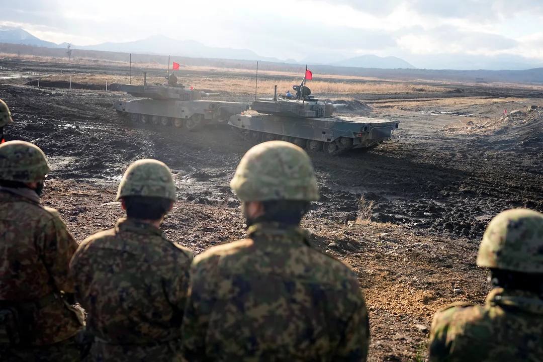 Карта региона с флагами Японии, Китая и России