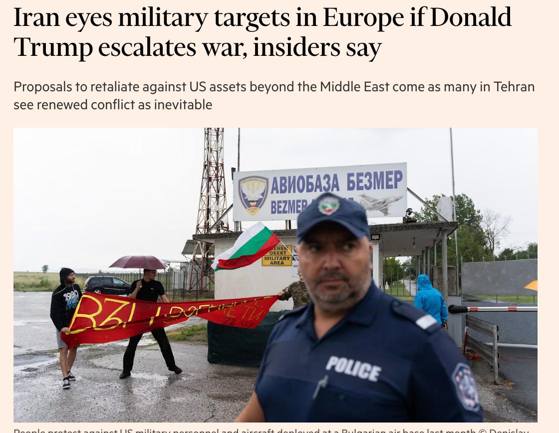 Карта Европы с военными объектами США