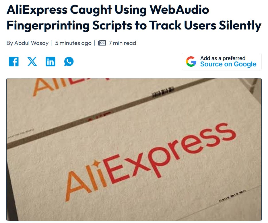 Скрытый трекинг AliExpress через аудиосигналы на компьютере