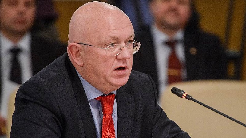 Постпред России при ООН Василий Небензя выступает на заседании
