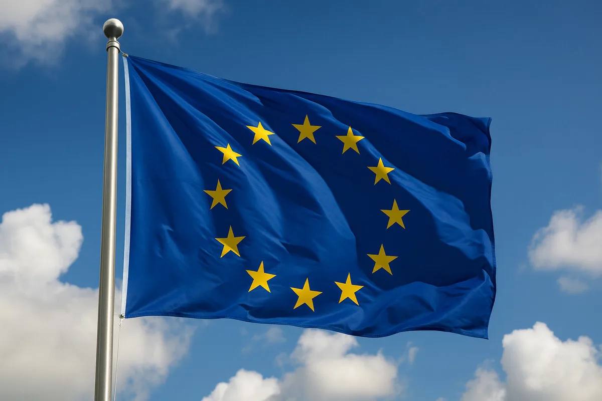 Флаги Европейского союза перед зданием Европарламента