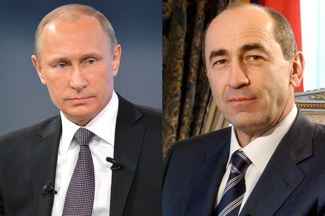 Владимир Путин и Роберт Кочарян на переговорах