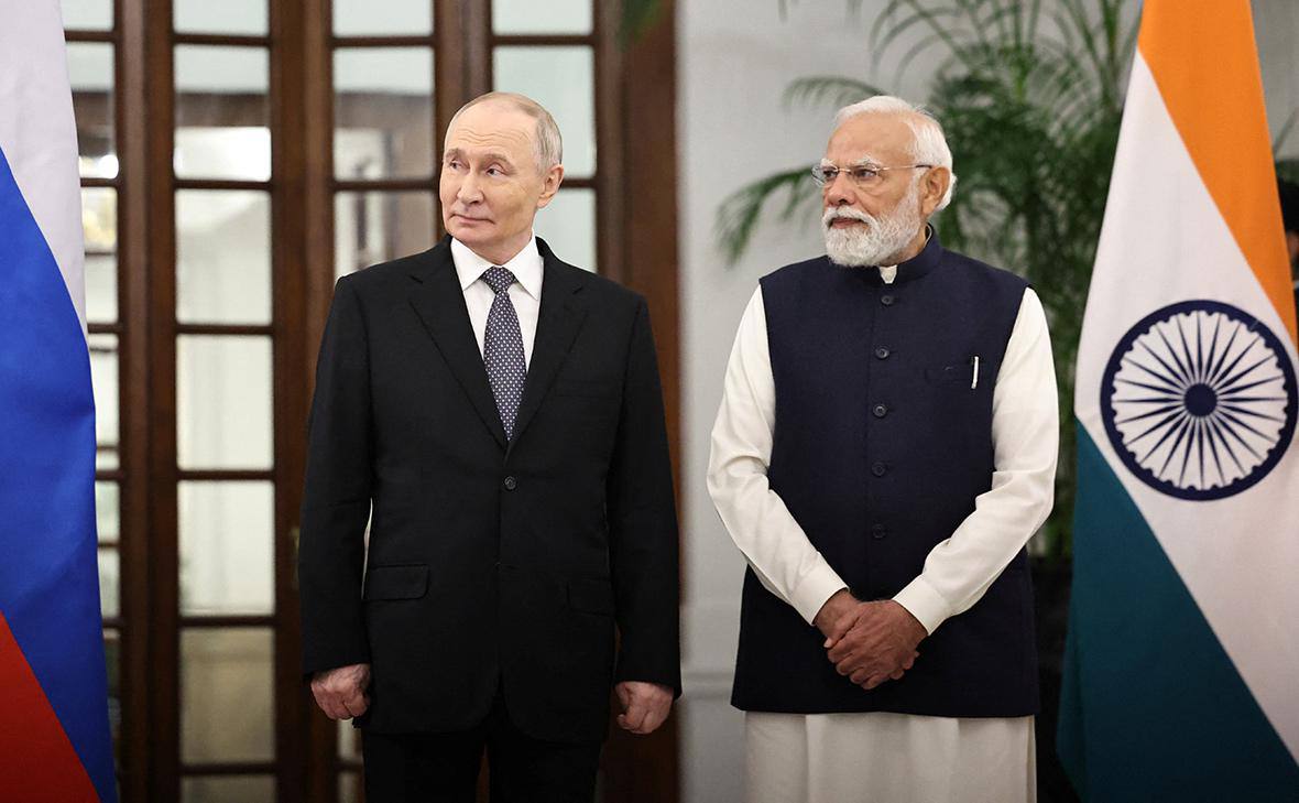 Премьер Индии Моди и Путин на переговорах