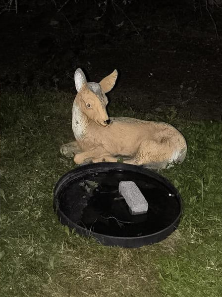 Деревянная косуля в поле