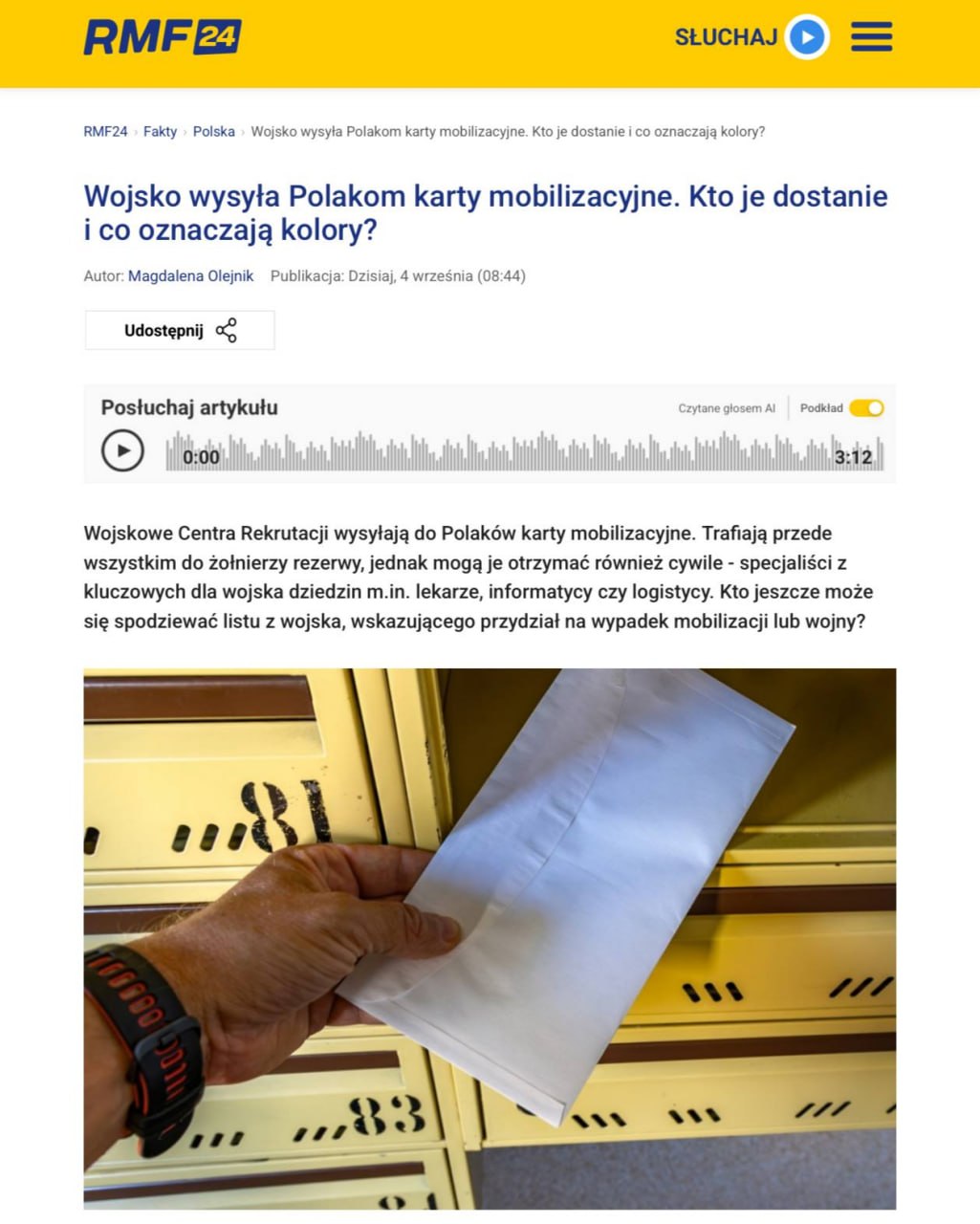 Мобилизационная карточка в руках поляка