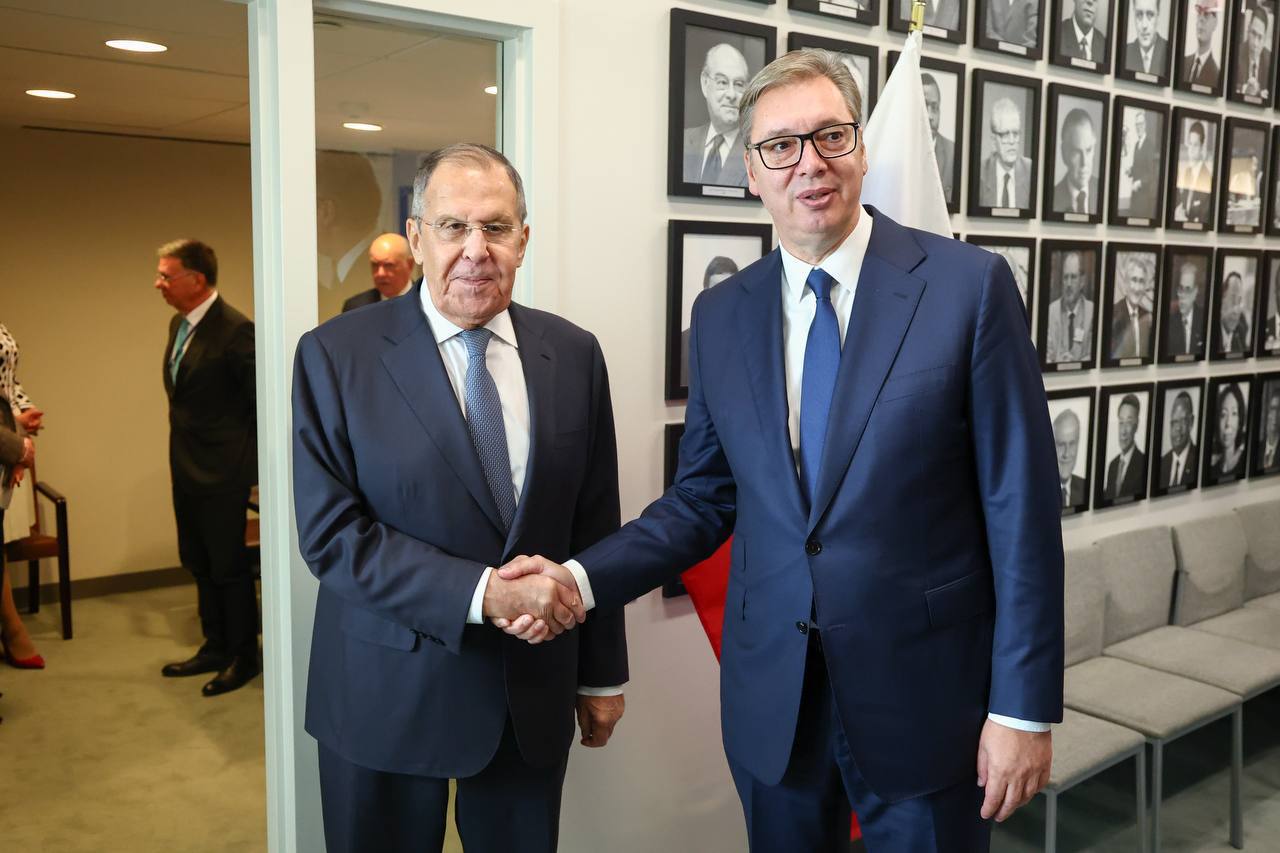 Сергей Лавров и Александр Вучич на переговорах в Нью-Йорке