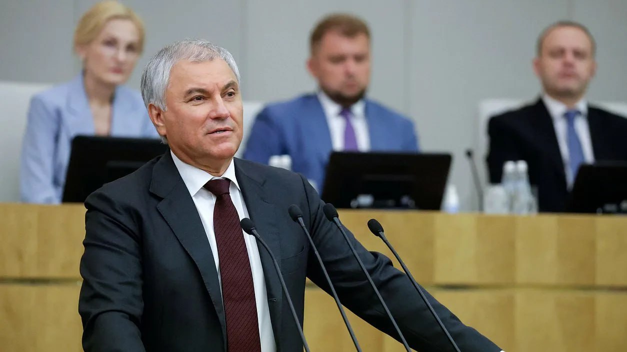 Вячеслав Володин выступает с заявлением о демократии