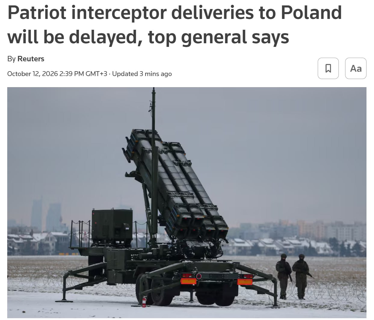 Польский генерал объявляет о задержке ракет Patriot