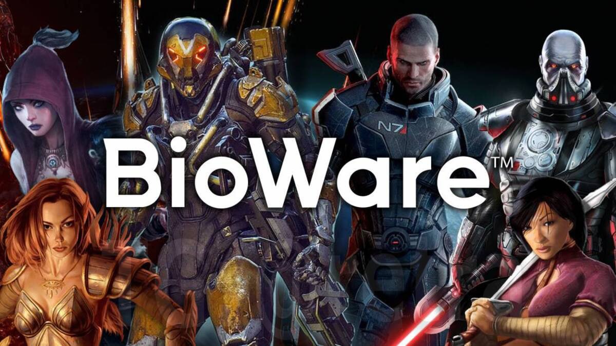Логотип студии BioWare на тёмном фоне